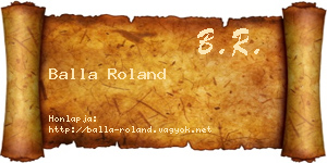 Balla Roland névjegykártya